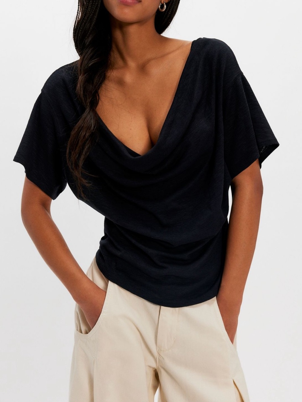 NWT we the free waterfall cowl neck top